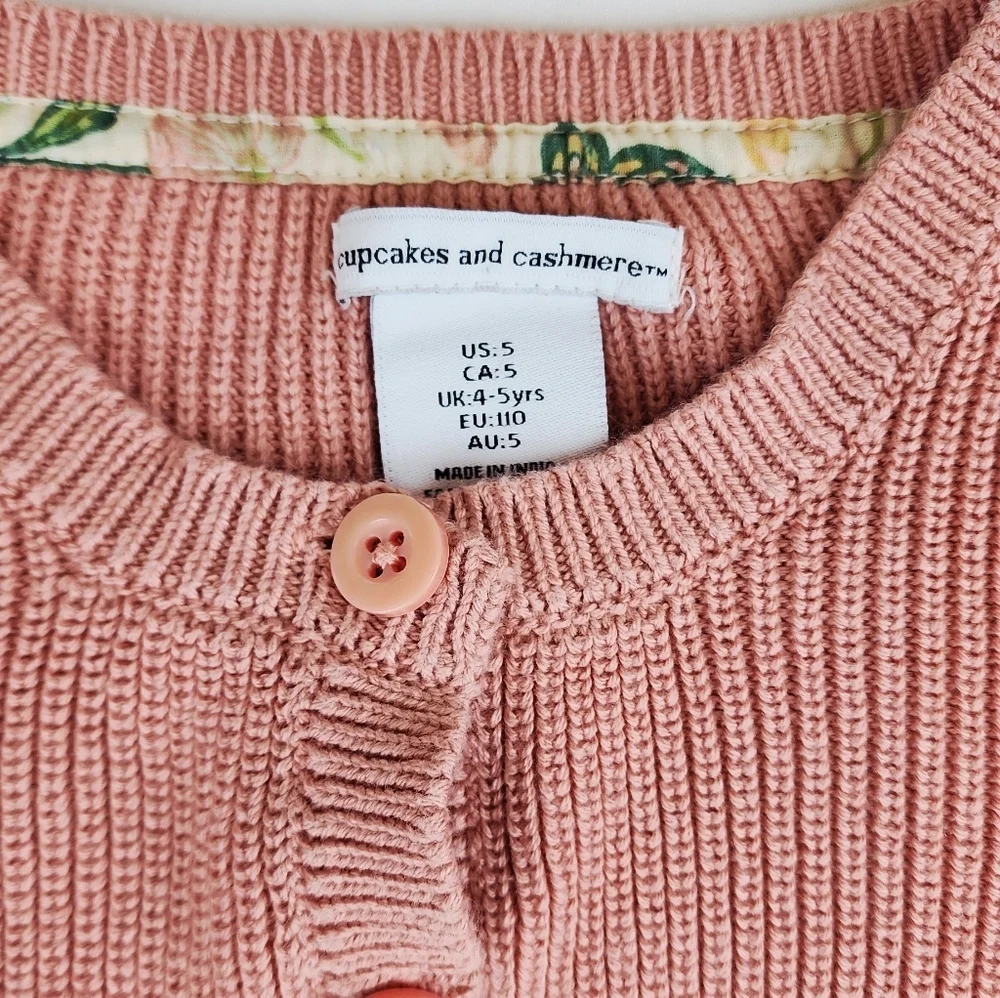 Cupcakes & Cashmere Girl Long Sleeve Button Down Knit Cardigan Swaeter